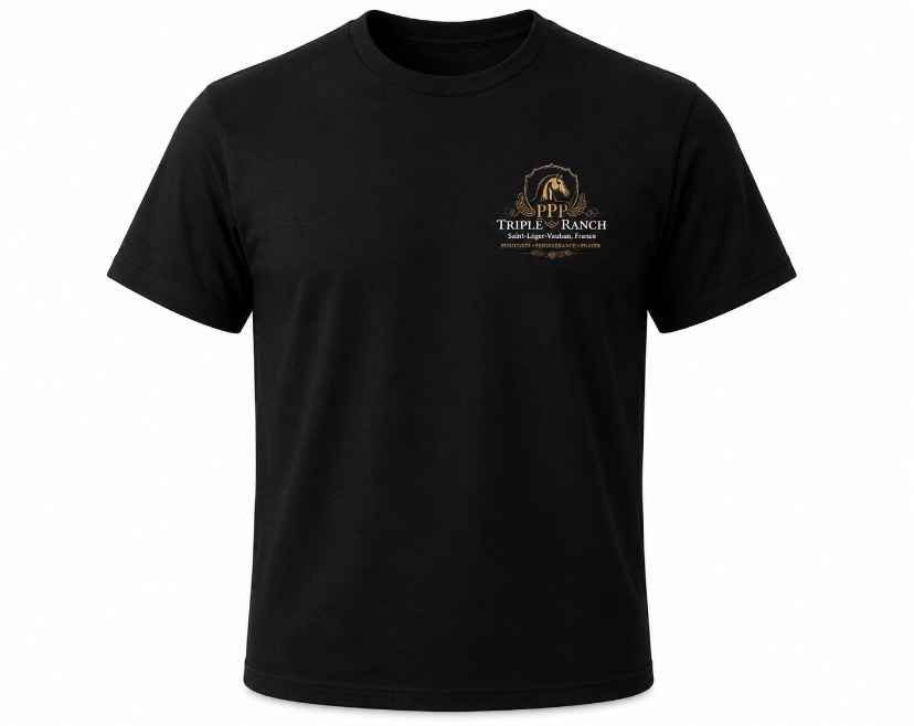 Triple PPP Ranch Short Sleeve Shirt — front view, small chest logo